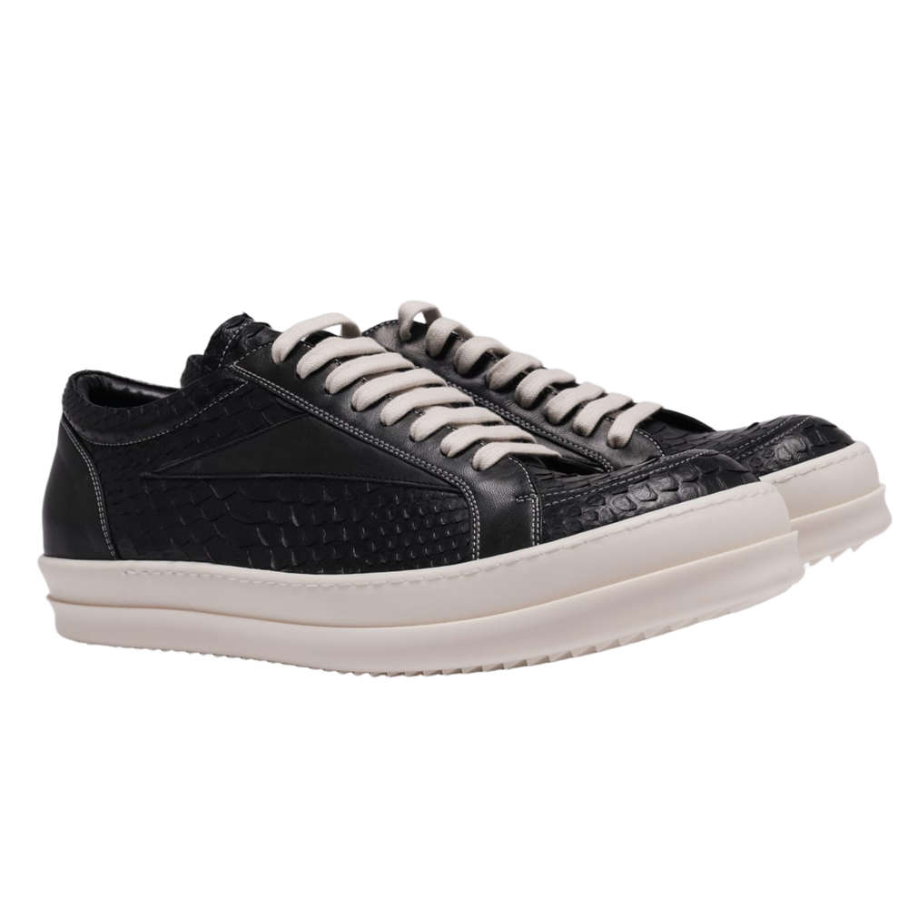 Rick Owens 'Black/Milk' Embossed Python Vintage Sneaks