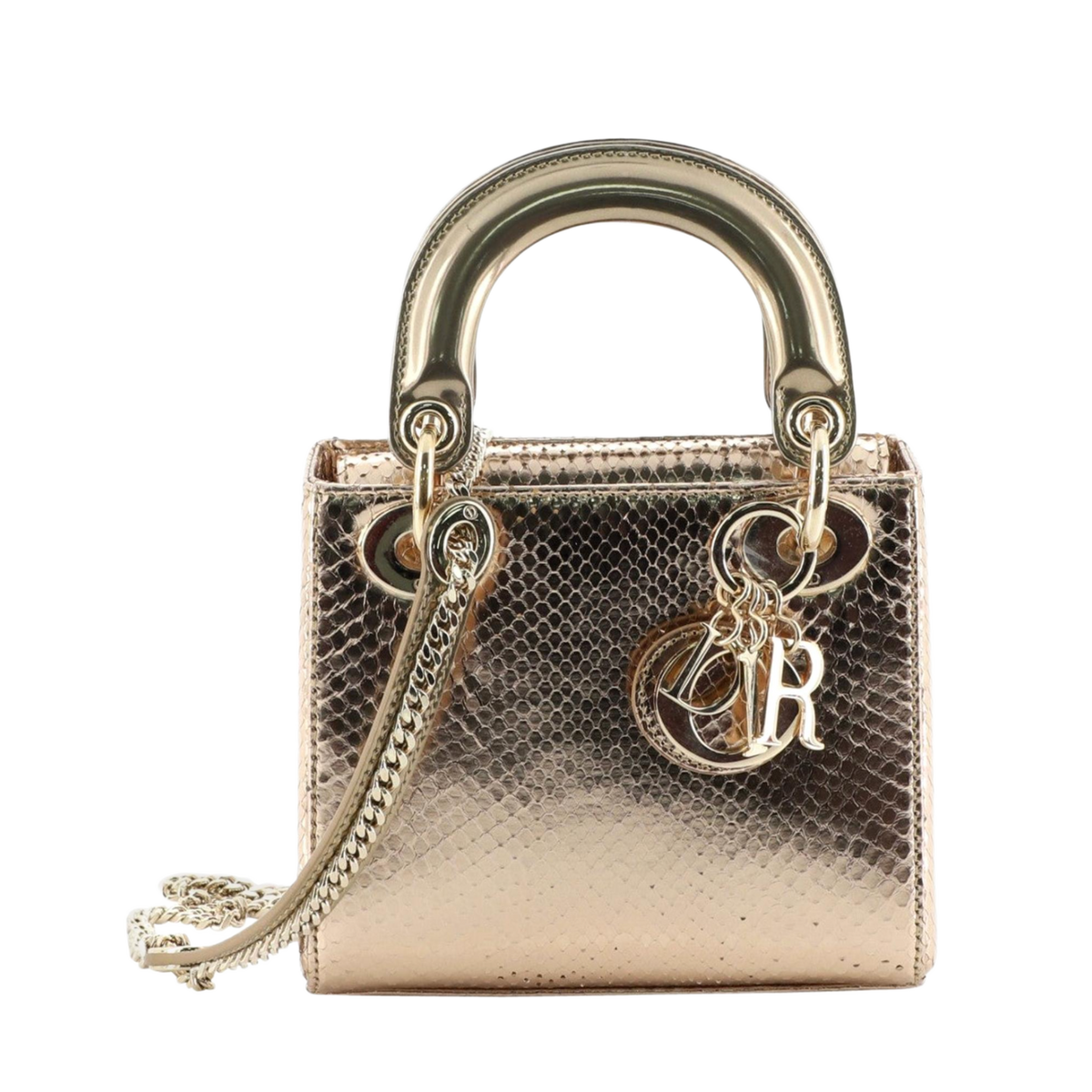 Dior 'Gold' Lady Dior Mini Python Bag