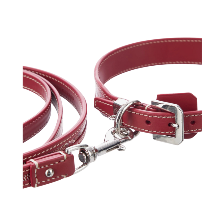 Goyard Edmond 'Red' Dog Collar and Leash