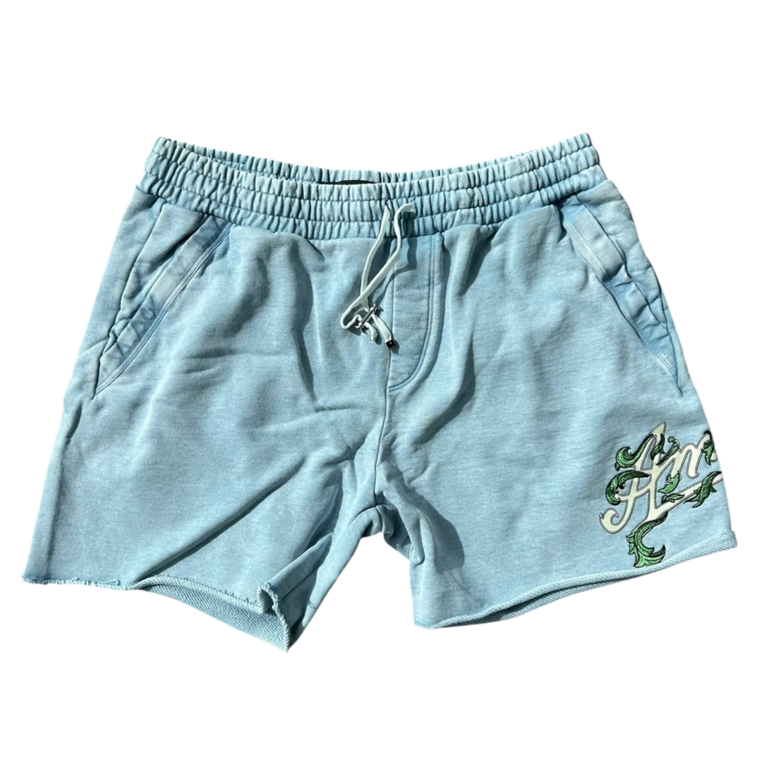 Amiri 'Filigree' Faded Blue Sweatshorts