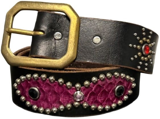Studded 'Violet Snakeskin' Red Sun Belt