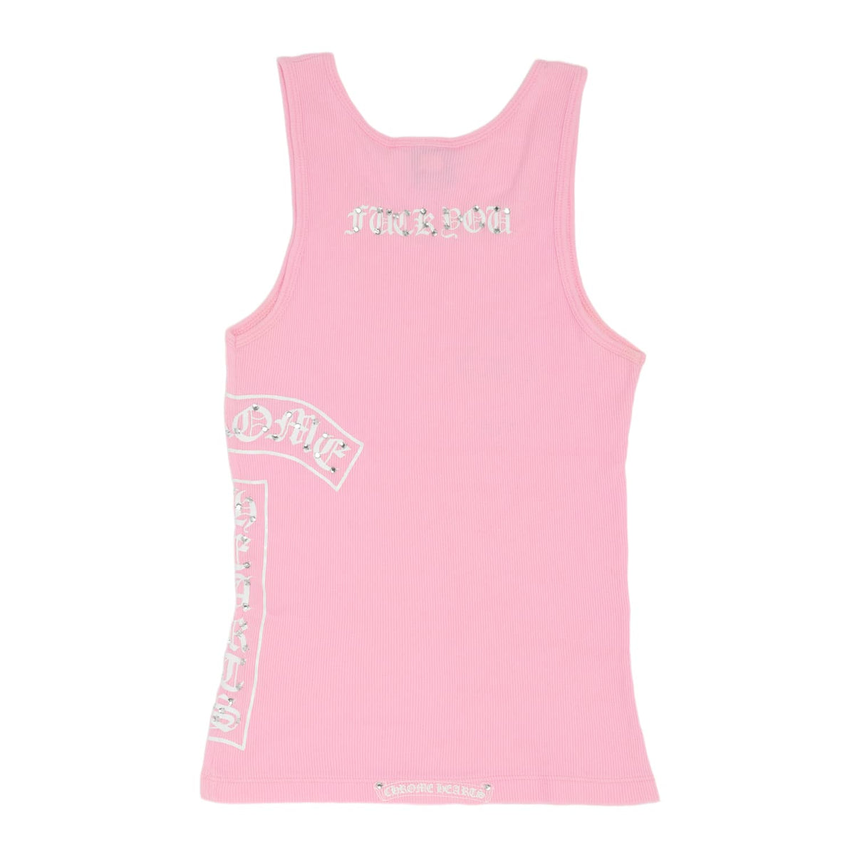 Chrome Hearts Vintage Women's 'Pink' Studded Cross T Bar FUCK YOU Tank Top