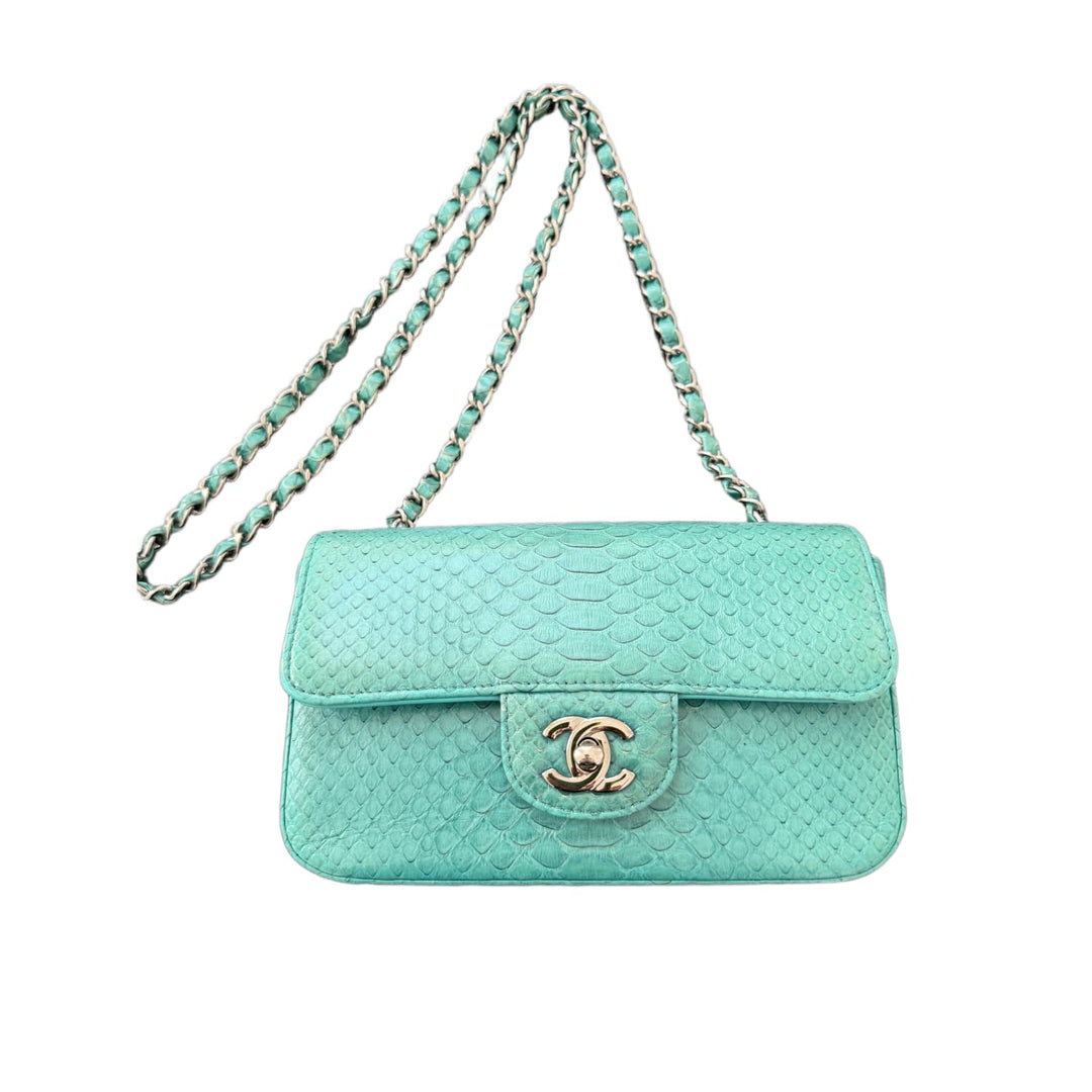 Chanel 'Turquoise' Python Mini Flap Bag