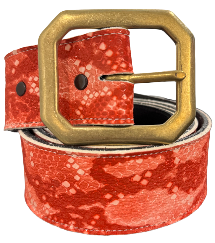 Red Felt Snakeskin Belt