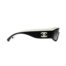 Chanel 'White/Black' Shield Sunglasses