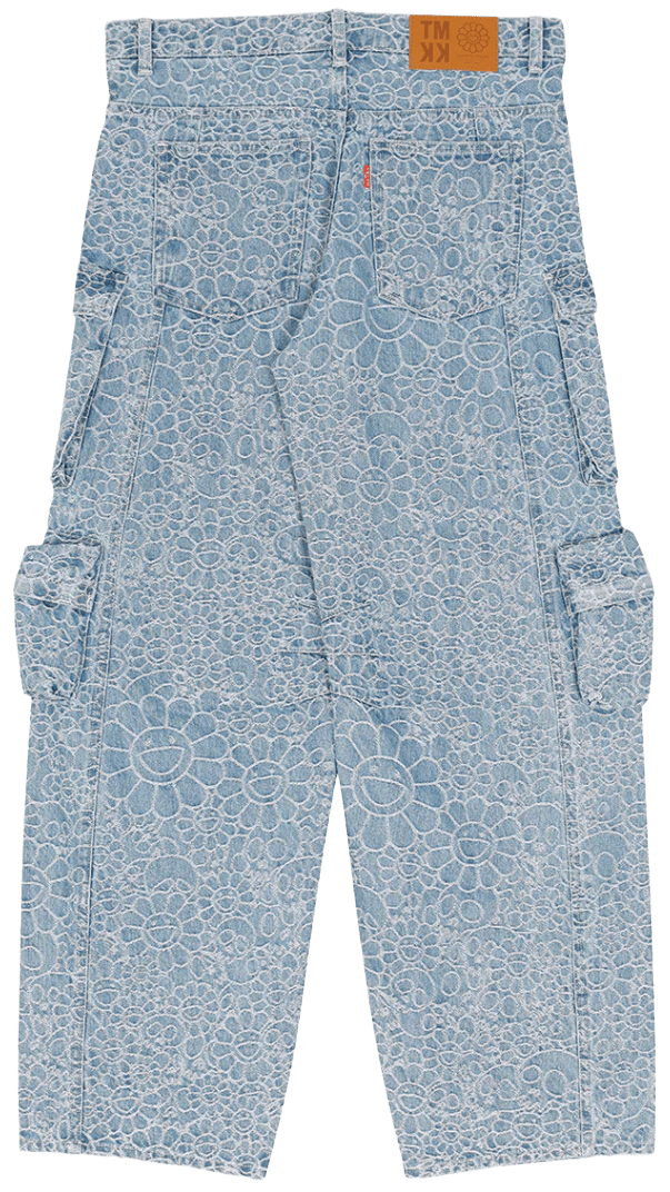 Takashi Murakami 'Flowers and Slulls' Jacquard Denim Cargo Pants