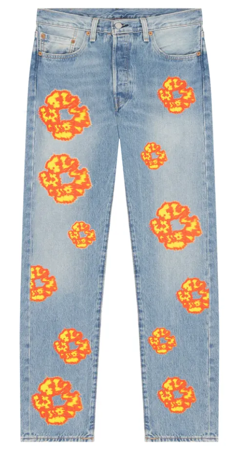 Offset Tears 'Cotton Wreath' Light Wash Jeans