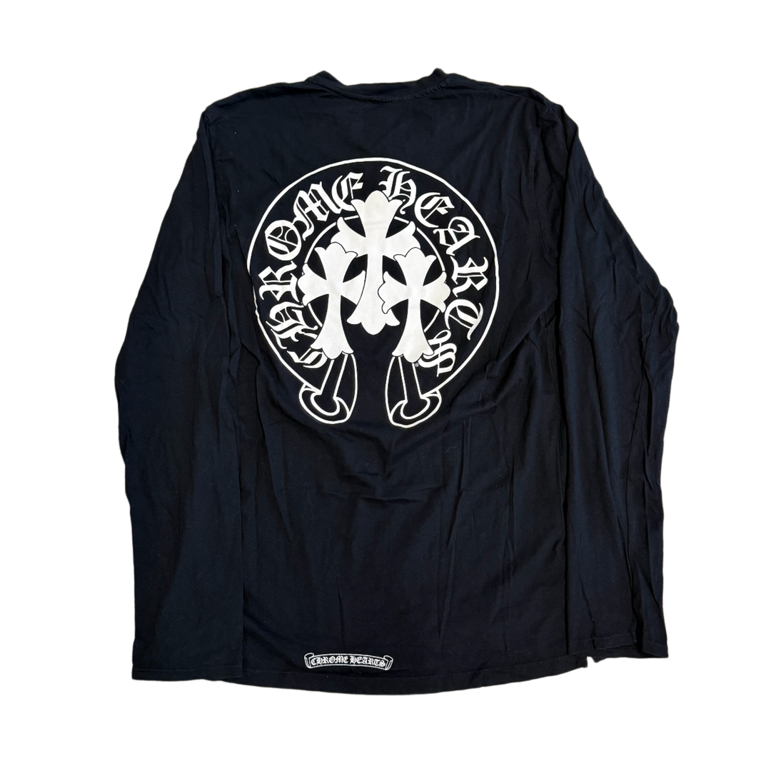 Chrome Hearts 'Horseshoe' Black Henley Longsleeve