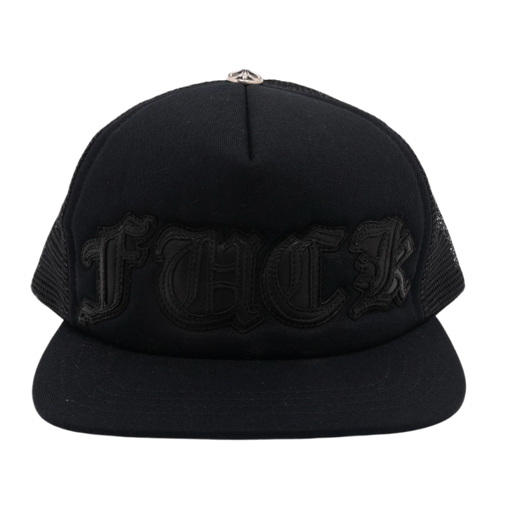 Chrome Hearts 'Black' FUCK Leather Trucker Hat