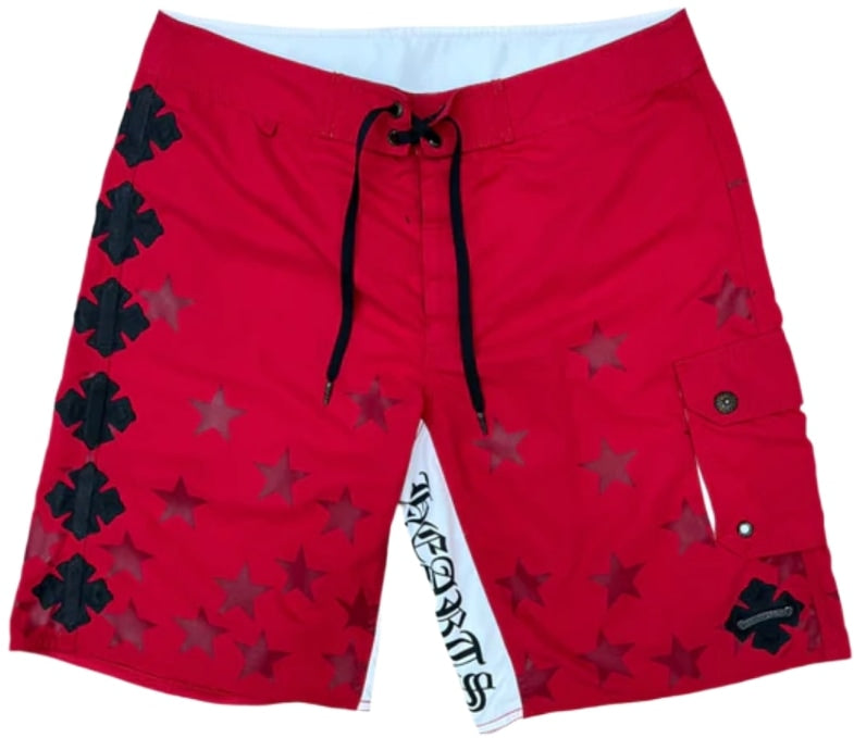 Chrome Hearts 'Black Patches' Red Boxing Shorts