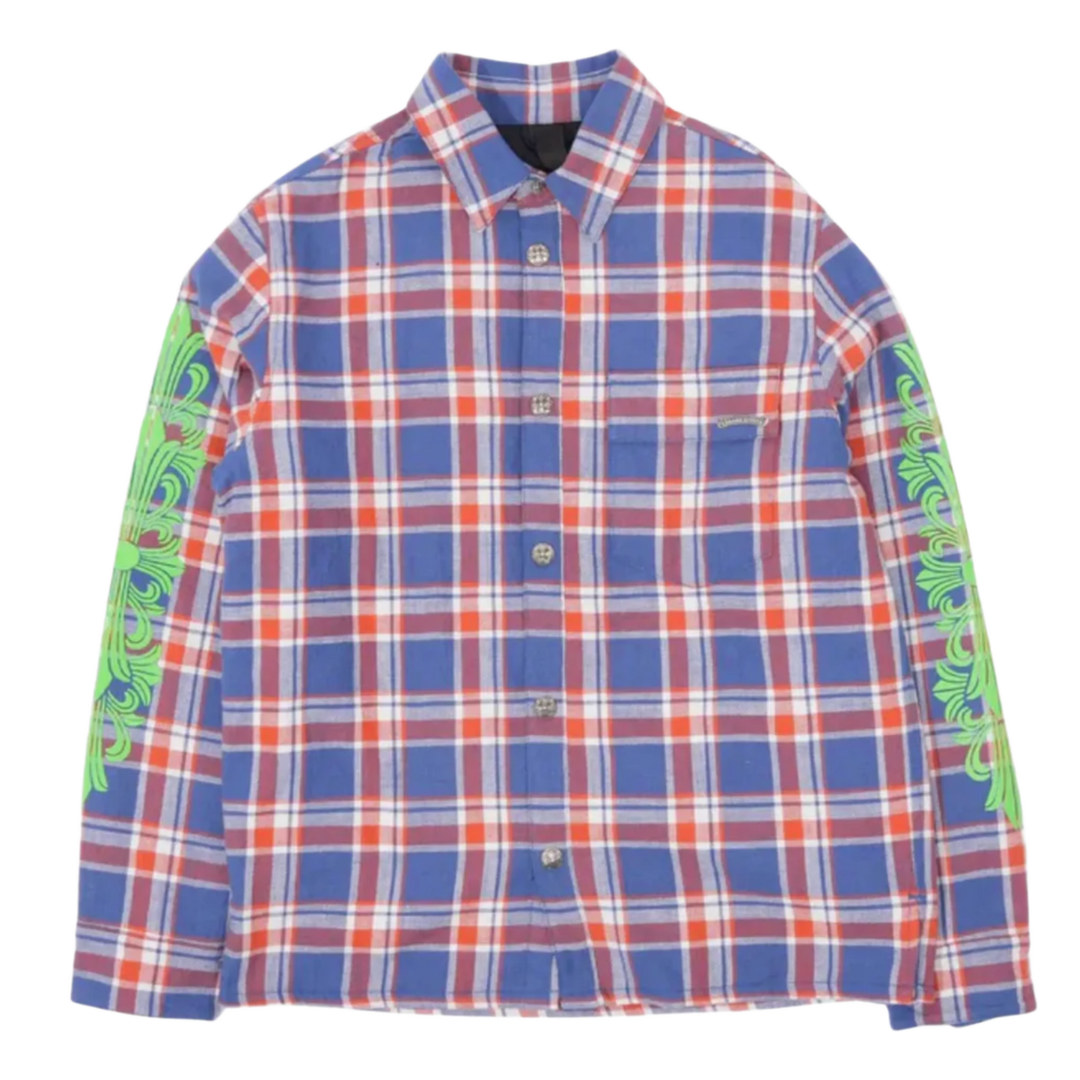 Chrome Hearts 'Green Floral' Blue Padded Flannel Jacket