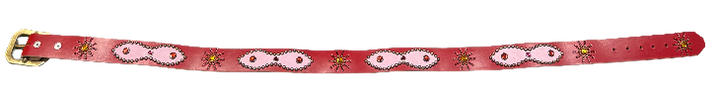 Studded 'Pink Leather Gem Sun' Red Belt