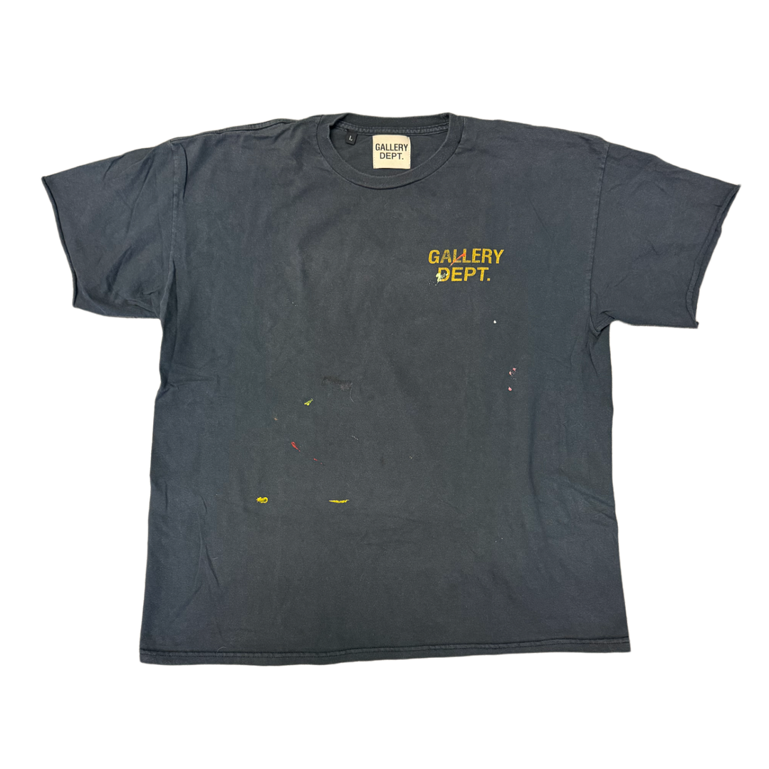Gallery Dept. 'Painted Yellow Logo' Washed Black Tee