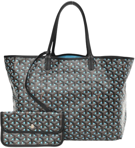 Goyard 'Black/Turquoise' Saint Louis PM Tote Bag