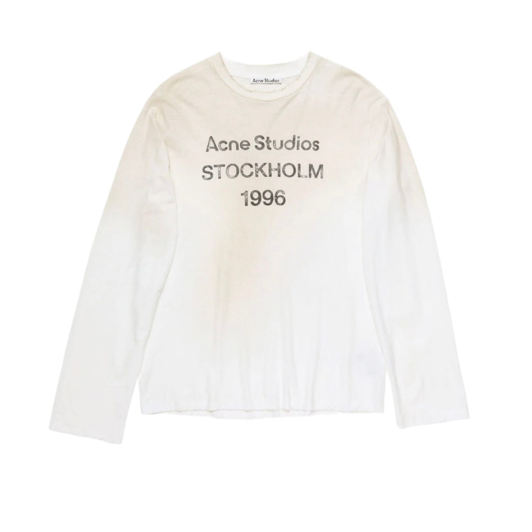 Acne Studios 'Dusty White' Distressed Logo Longsleeve 