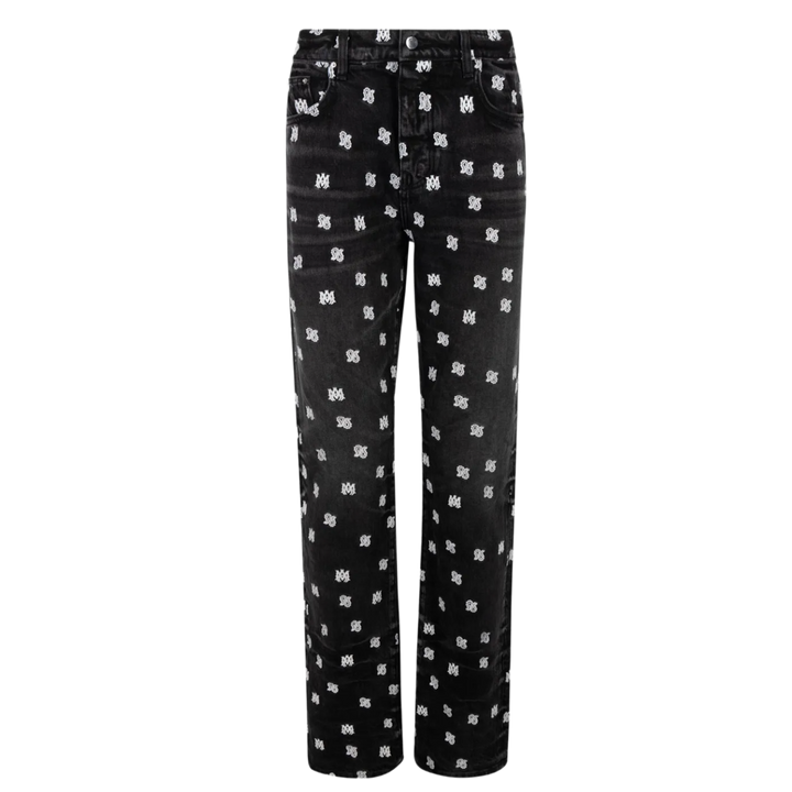 Amiri MA Paisley Emblem Black Straight Jeans