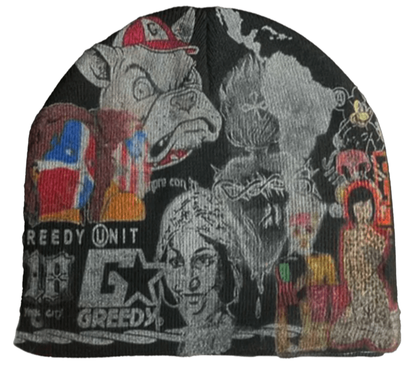 Greedy Unit 'All Over' Black Beanie
