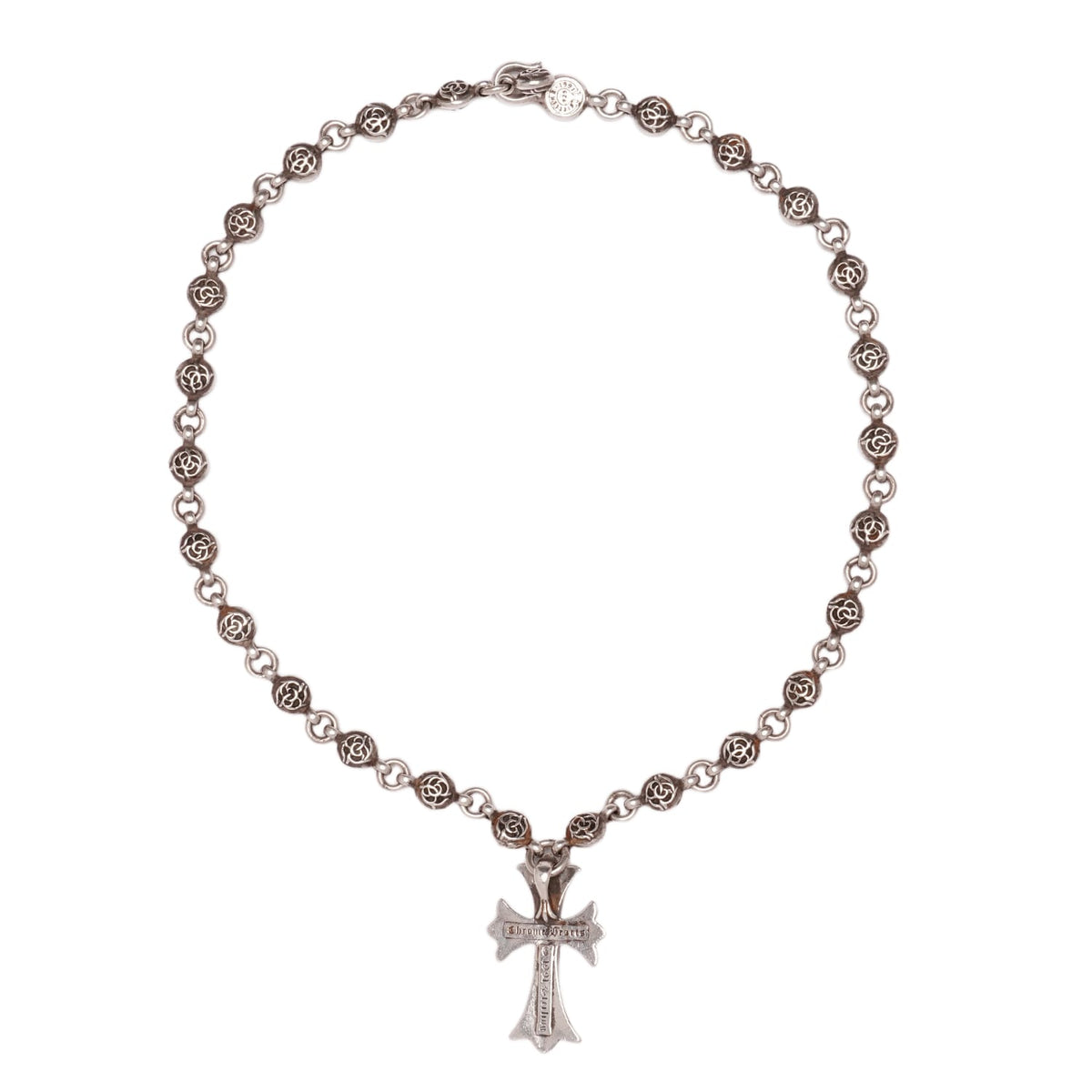 Chrome Hearts 'Rose Ball' Necklace with Small Cross