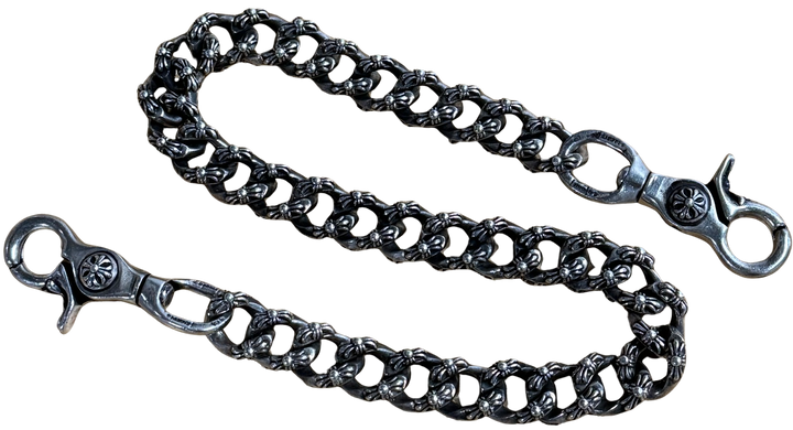 Chrome Hearts 'Full Fancy Link' 21in Double Clip Silver Wallet Chain