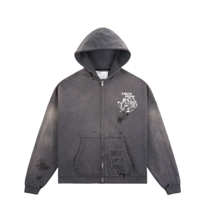 Paly Carrying The Message Zip Up Hoodie Dark Grey