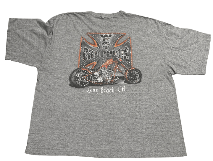 West Coast Choppers 'Long Beach' Vintage Rhinestone Grey Tee