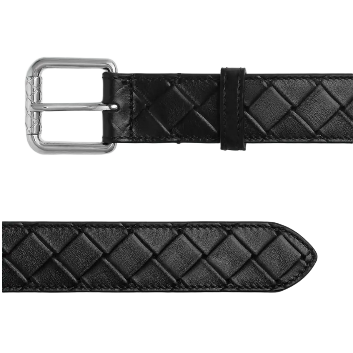Bottega Veneta 'Black' Intrecciato Stamp Belt