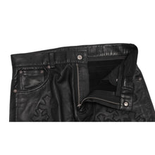 Chrome Hearts Kids 'Black' Leather Cross Patch Pants