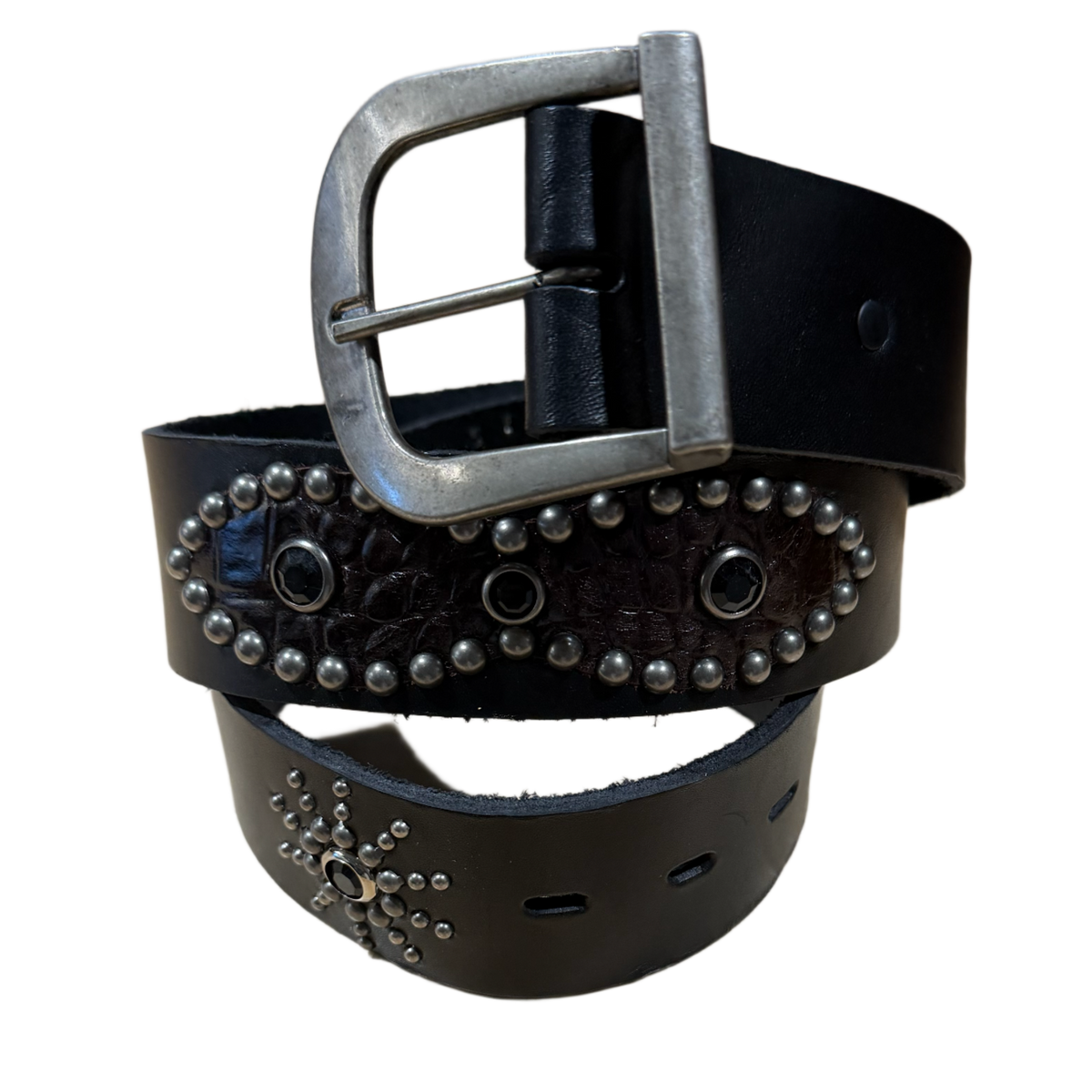 Studded 'Brown Snake' Black Belt