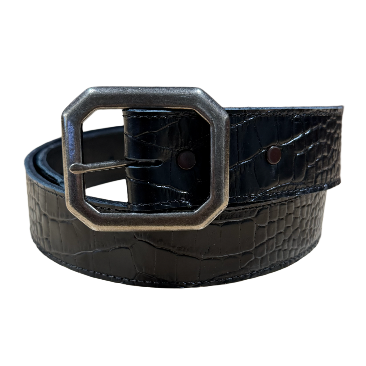 Vintage 'Black Croc' Leather Belt