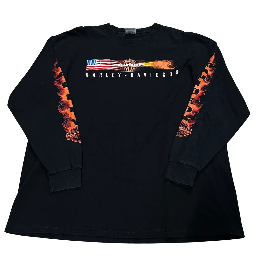 Harley Davidson 'NYC Flame Motor' Vintage Longsleeve 