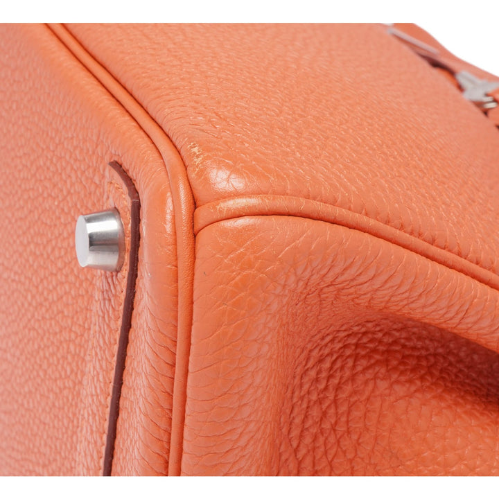 Hermès 'Orange' Palladium Hardware Birkin 30 Bag