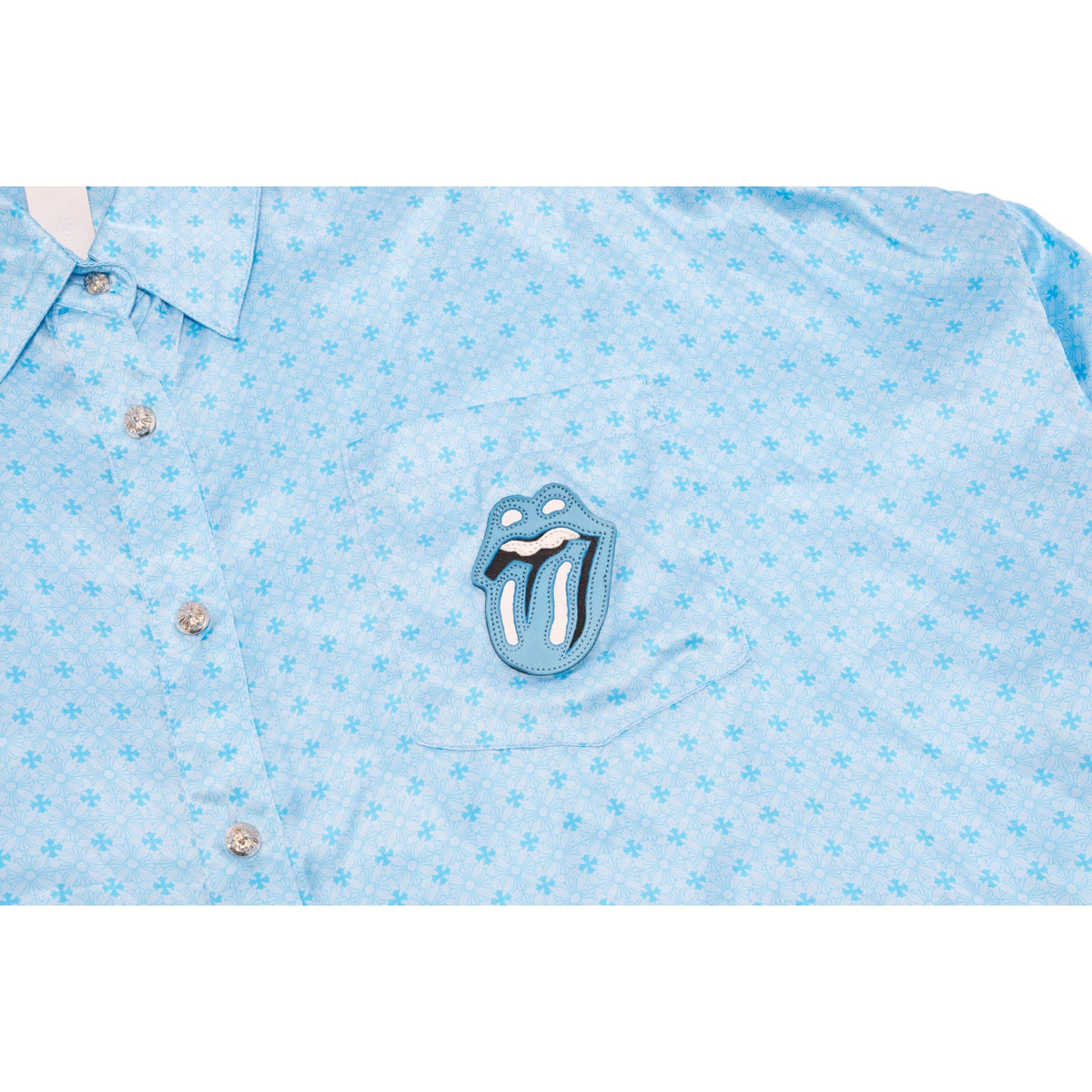 Chrome Hearts Rolling Stones Blue 'Silk' Button Up Shirt