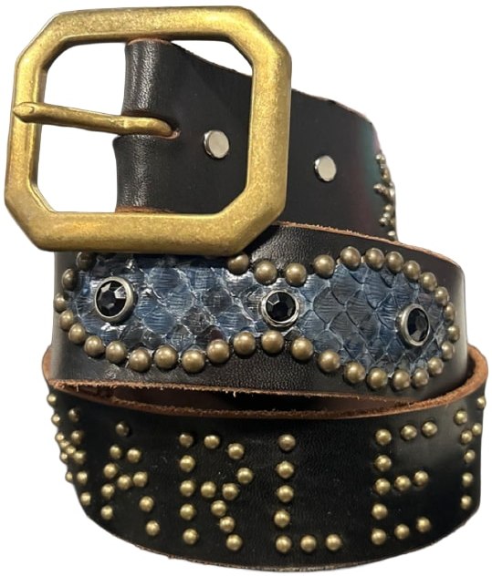 Studded 'Navy Snakeskin' Harley Davidson Belt
