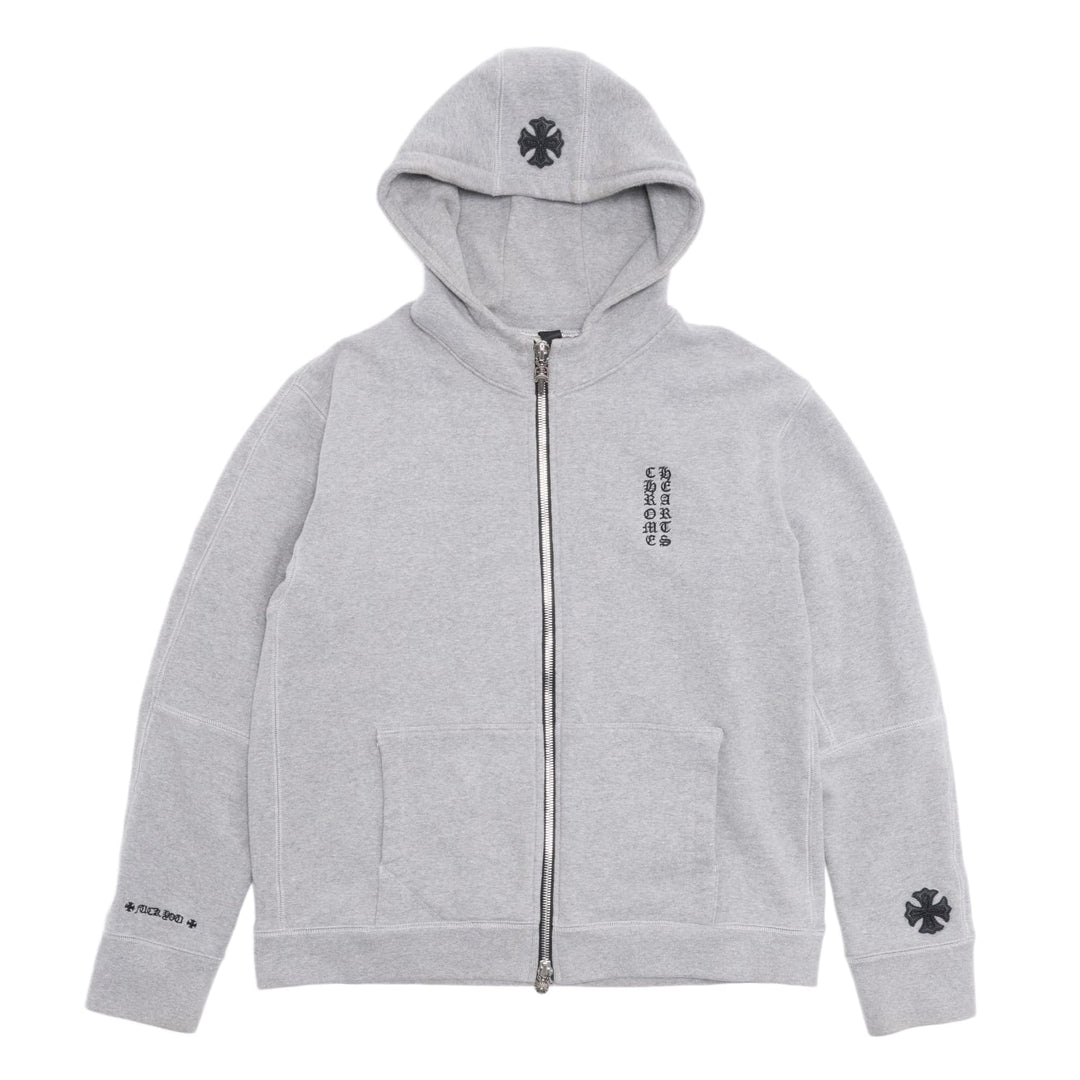 Chrome Hearts 'Grey' Y Not Patch Dagger Zip Up Hoodie