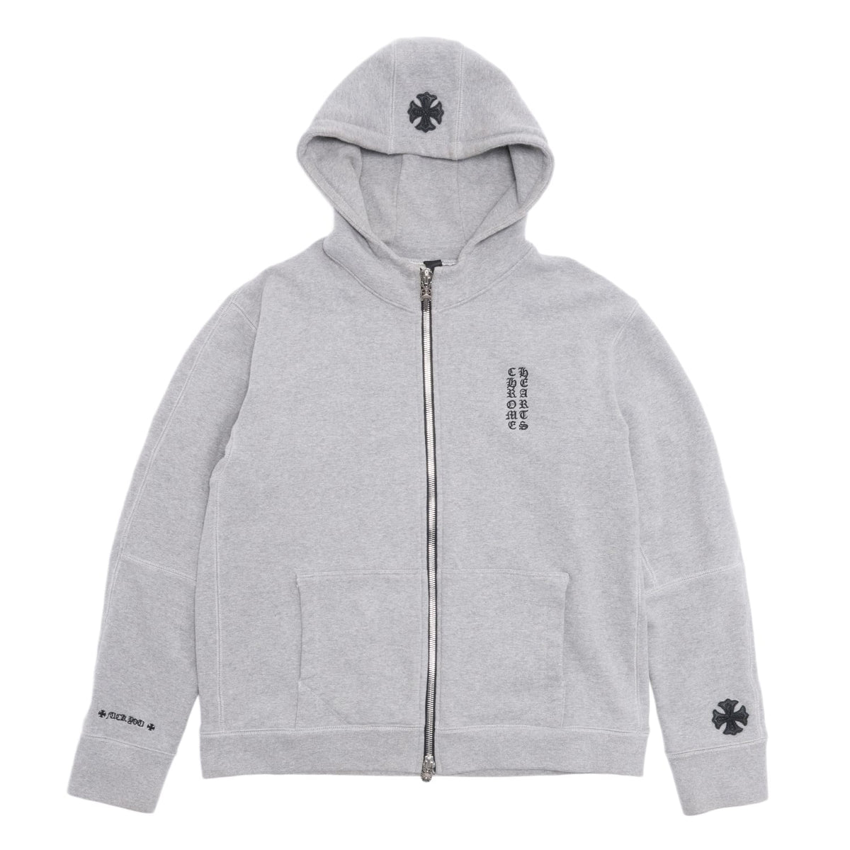 Chrome Hearts 'Grey' Y Not Patch Dagger Zip Up Hoodie