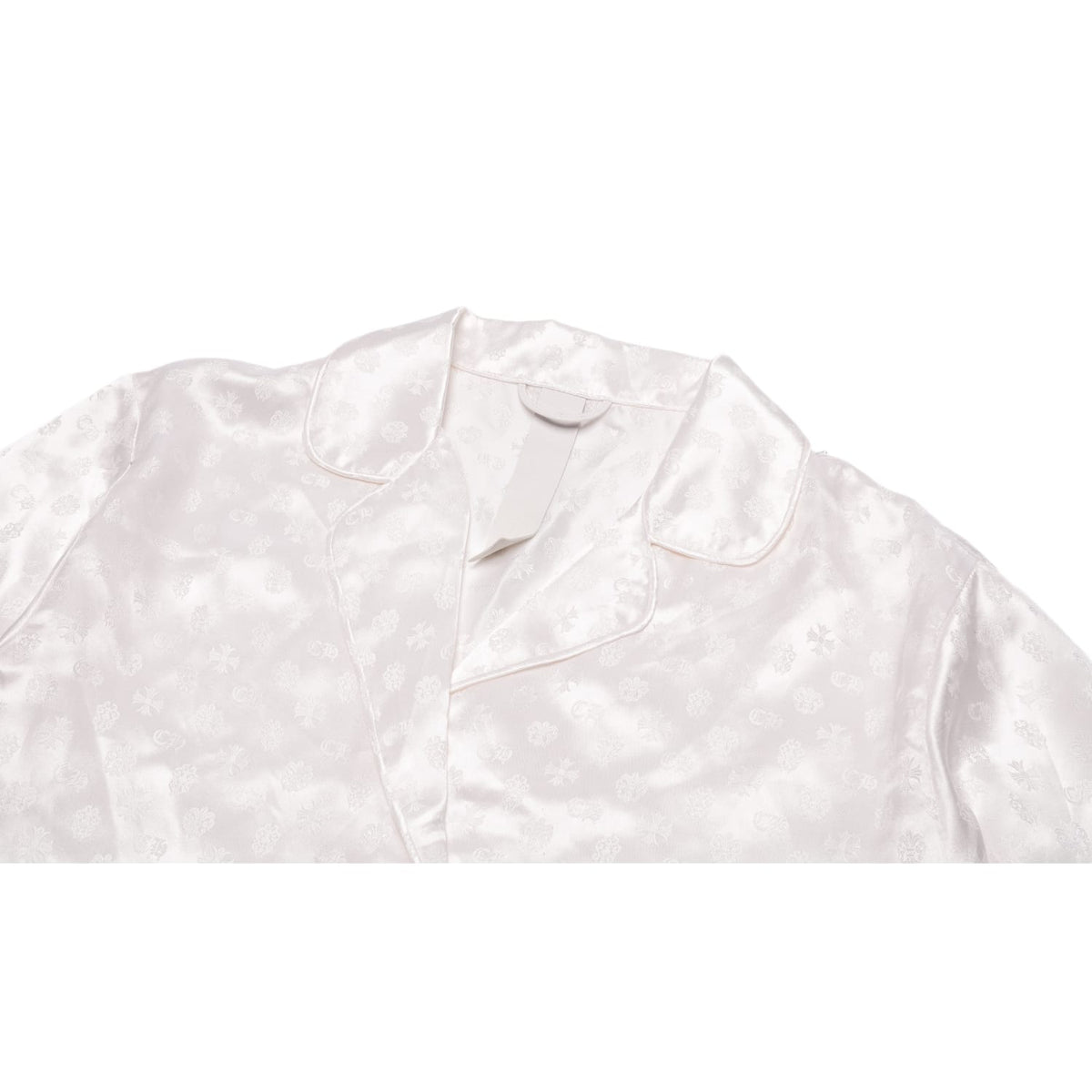 Chrome Hearts 'Cross Patch' White Tonal Monogram Silk Pajama Shirt