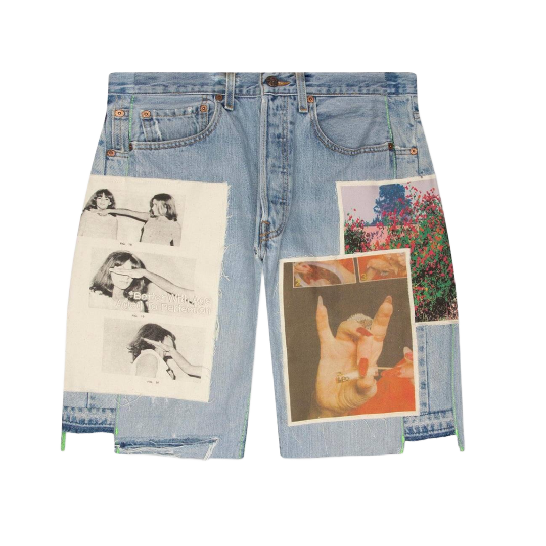 Better With Age 'Blue' Mitzvah Triple Wide Long Denim Shorts
