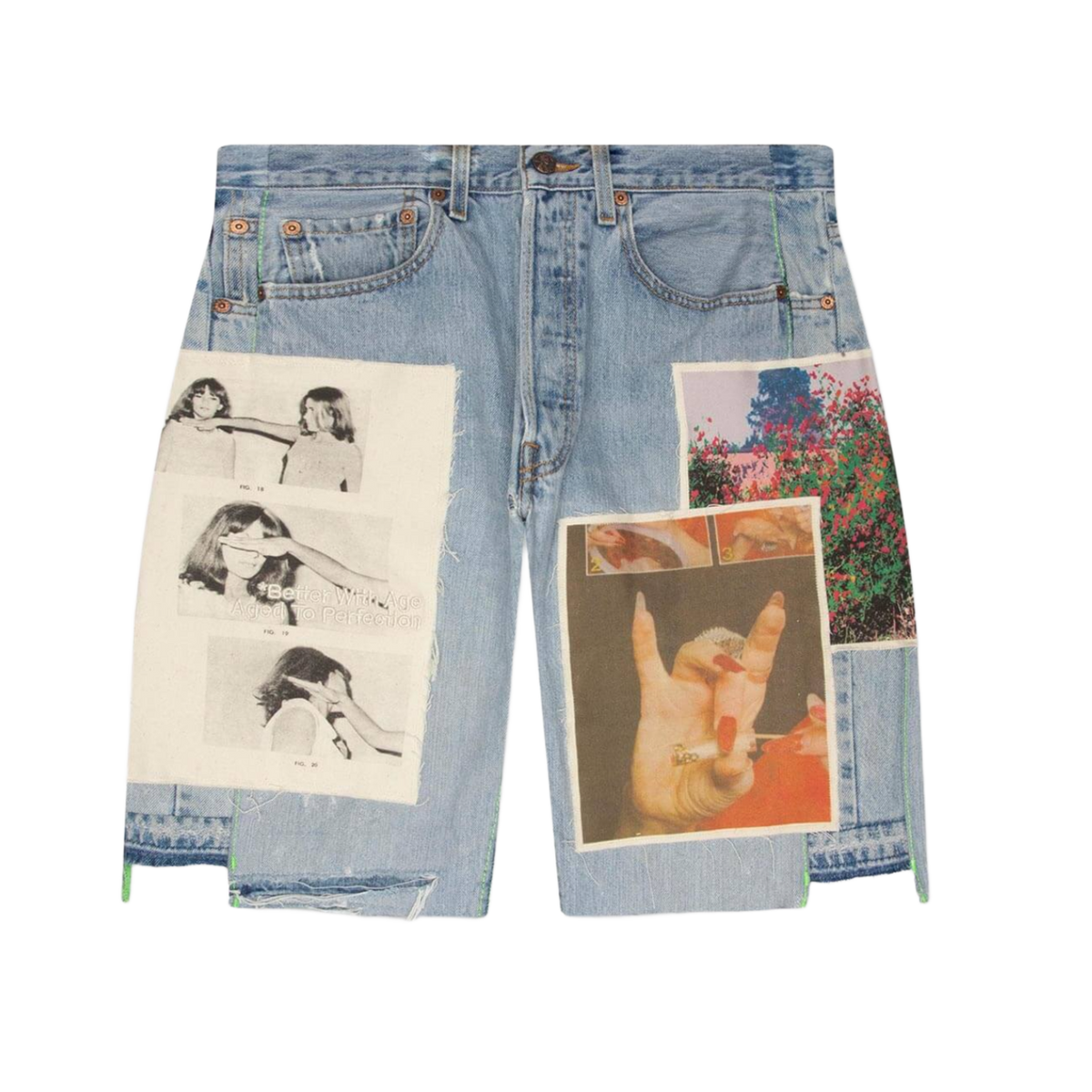 Better With Age 'Blue' Mitzvah Triple Wide Long Denim Shorts