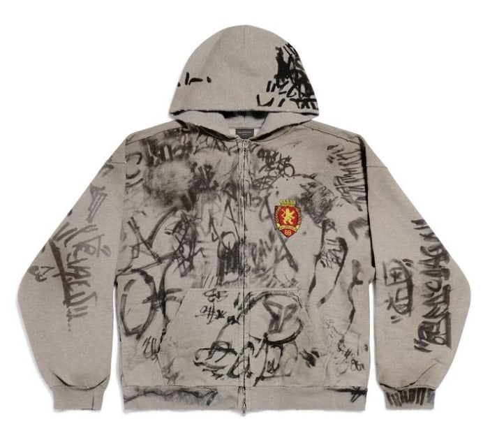 Balenciaga 'Grey' Skater Zip Up Hoodie