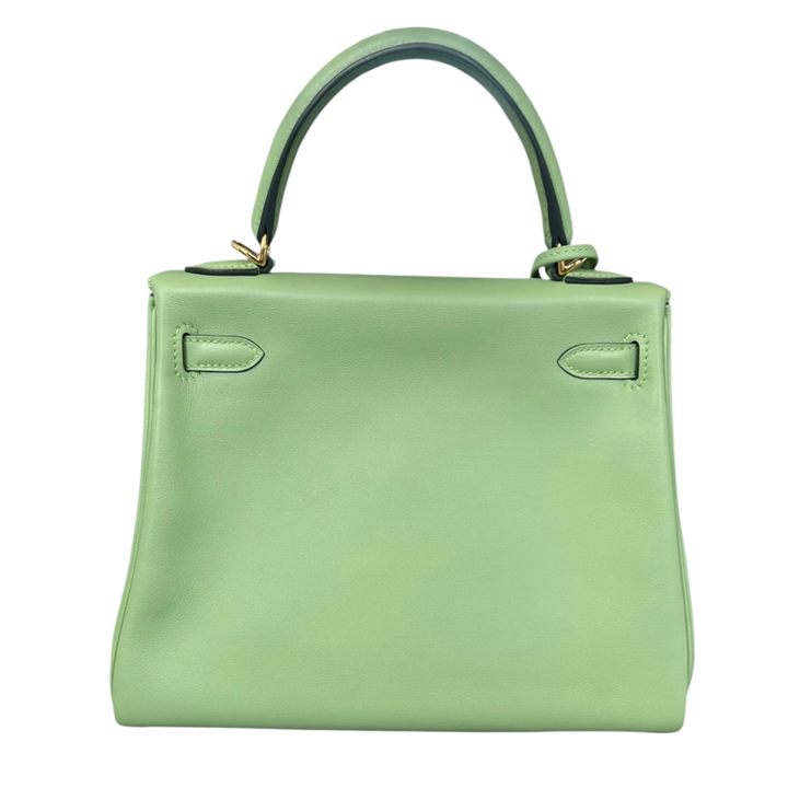 Hermès 'Vert Criquet' Gold Hardware Swift Kelly 25 Bag