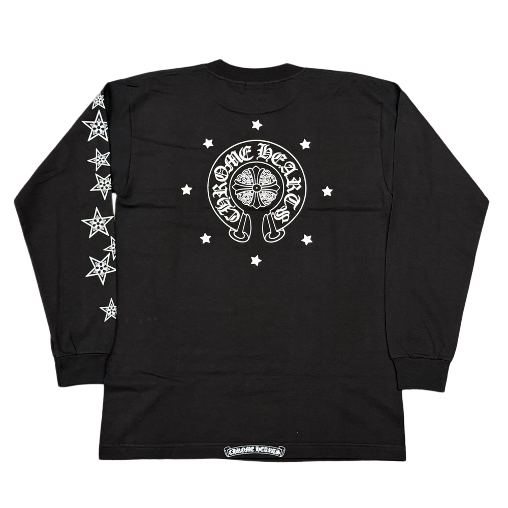 Chrome Hearts 'Horseshoe Stars' Black Vintage Longsleeve Pocket Tee