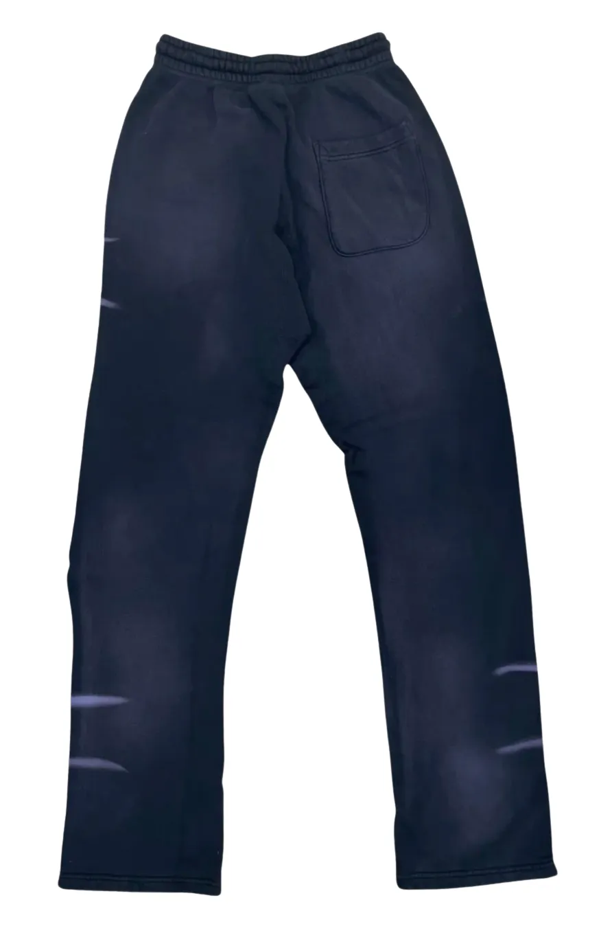 Hellstar Airbrushed Skull Flare Bottom Sweatpants Midnight Dye Black