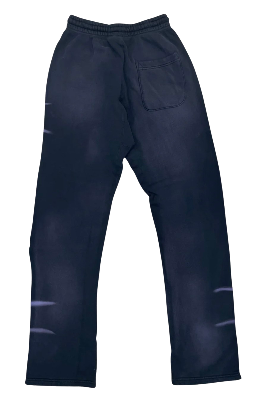 Hellstar Airbrushed Skull Flare Bottom Sweatpants Midnight Dye Black