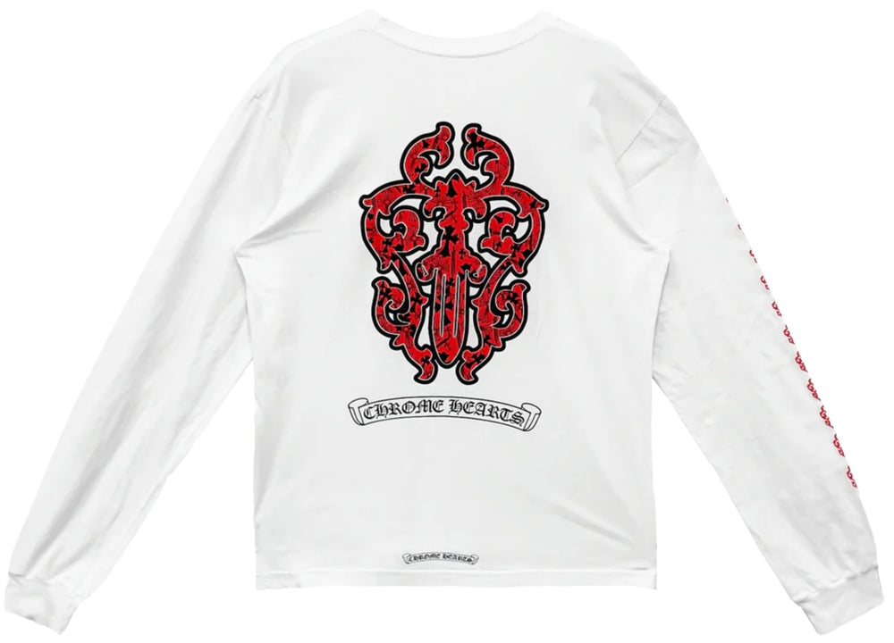 Chrome Hearts 'Red Floral Dagger' White Longsleeve