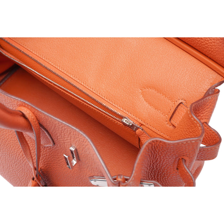 Hermès 'Orange' Palladium Hardware Birkin 30 Bag