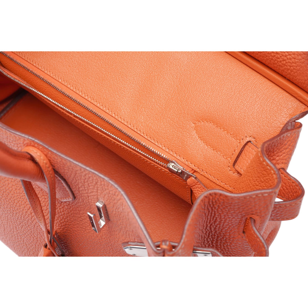Hermès 'Orange' Palladium Hardware Birkin 30 Bag