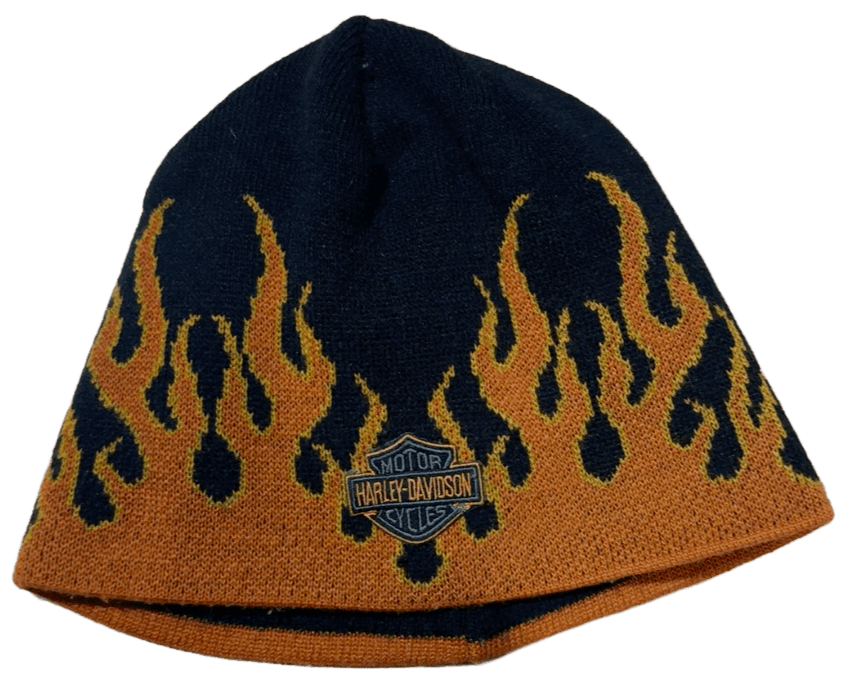 Harley Davidson Flaming Orange/Black Beanie