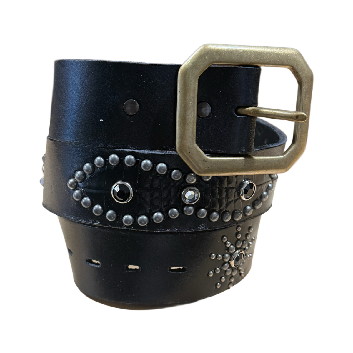 Studded 'Sun & Snake' Black Belt