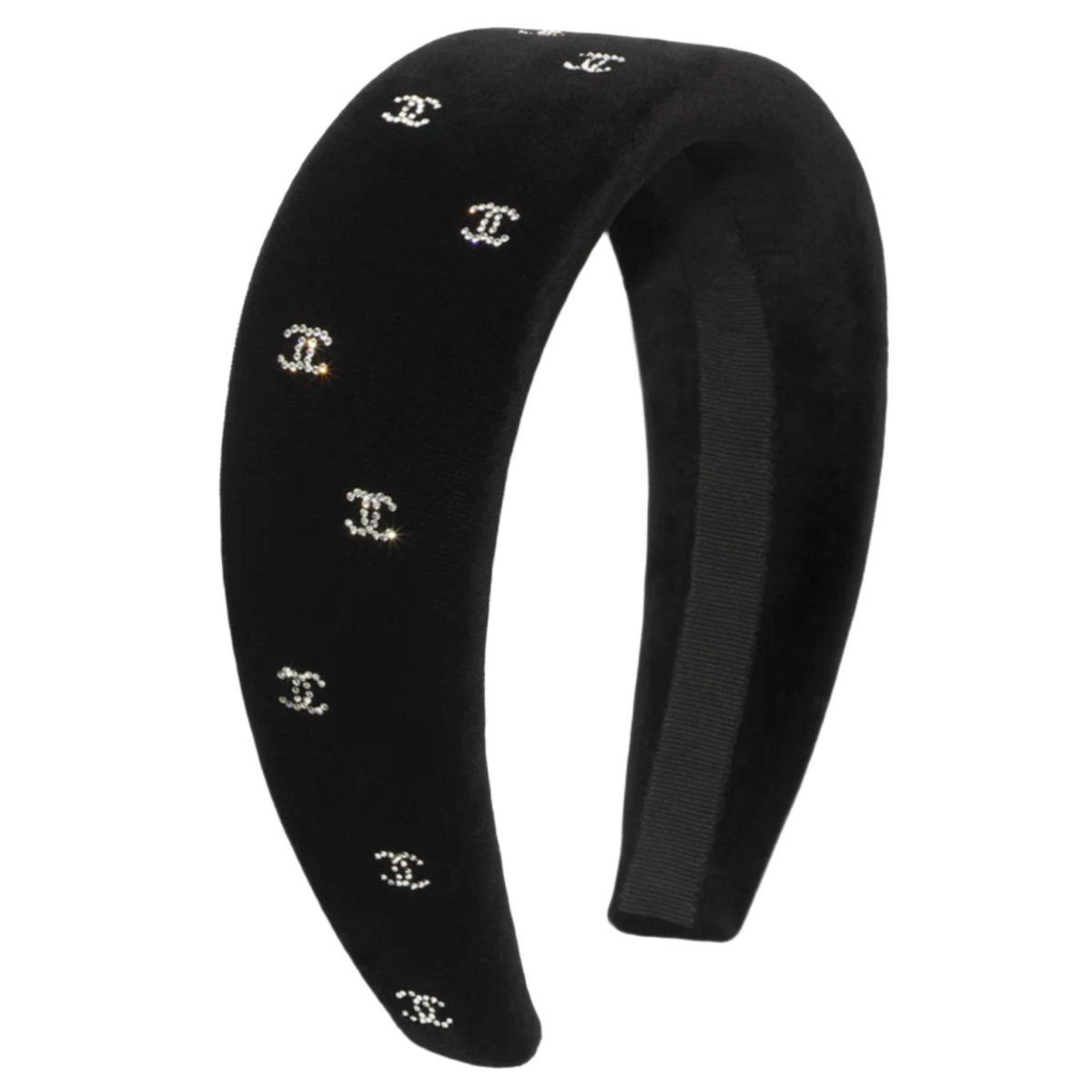 Chanel 26C 'Crystal CC' Black Velvet Headband