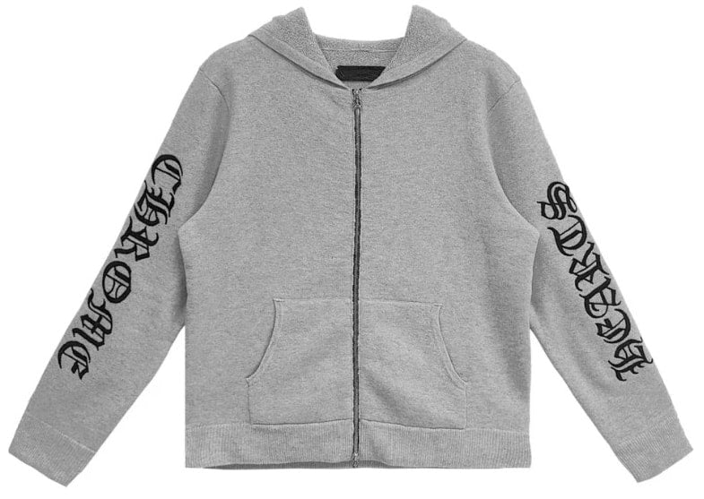 Chrome Hearts 'Grey' Life Sentence Cashmere Zip Up Hoodie